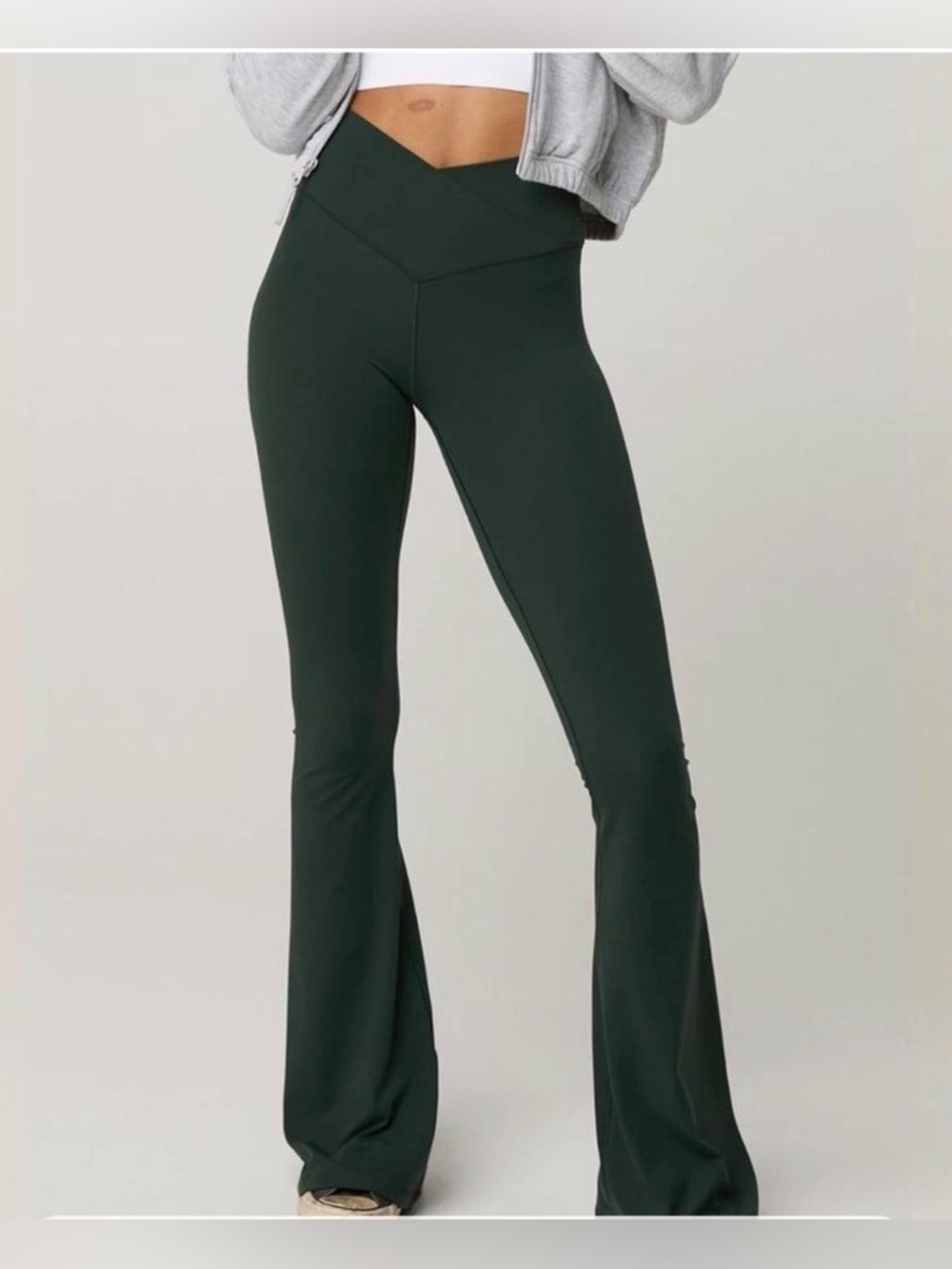 OFFLINE By Aerie Real Me High Waisted Crossover Flare Legging Mystical Green NEW